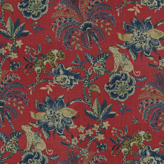 Williamsburg Braganza Poppy Fabric