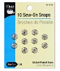 Dritz 10 Sew-On Snaps - Size 1/0