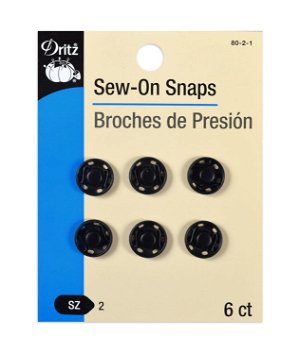 Dritz 6 Black Sew-On Snaps