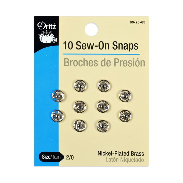 Sew On Snaps - Size 10 in Nickel