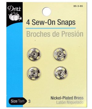 Dritz 4 Sew-On Snaps - Size 3