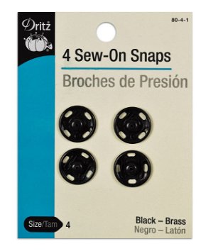 Dritz 4 Black Sew-On Snaps - Size 4