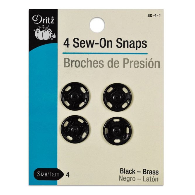 Dritz 4 Black Sew-On Snaps - Size 4