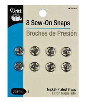 Dritz 8 Sew-On Snaps - Size 1