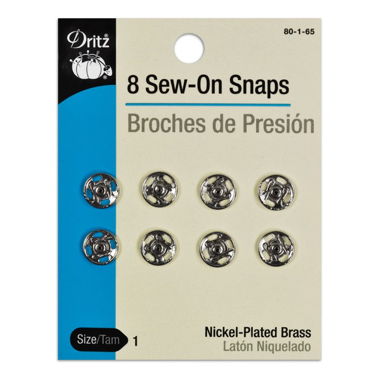Dritz 8 Sew-On Snaps - Size 1