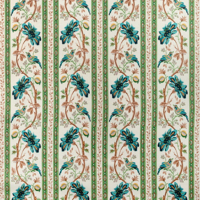 Brunschwig &amp; Fils Le Lac Border Aqua/Green Fabric