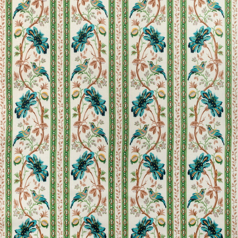 Brunschwig &amp; Fils Le Lac Border Aqua/Green Fabric