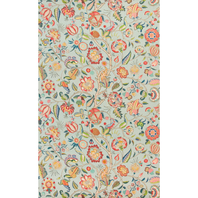 Brunschwig &amp; Fils Aravali Aqua/Rose Fabric
