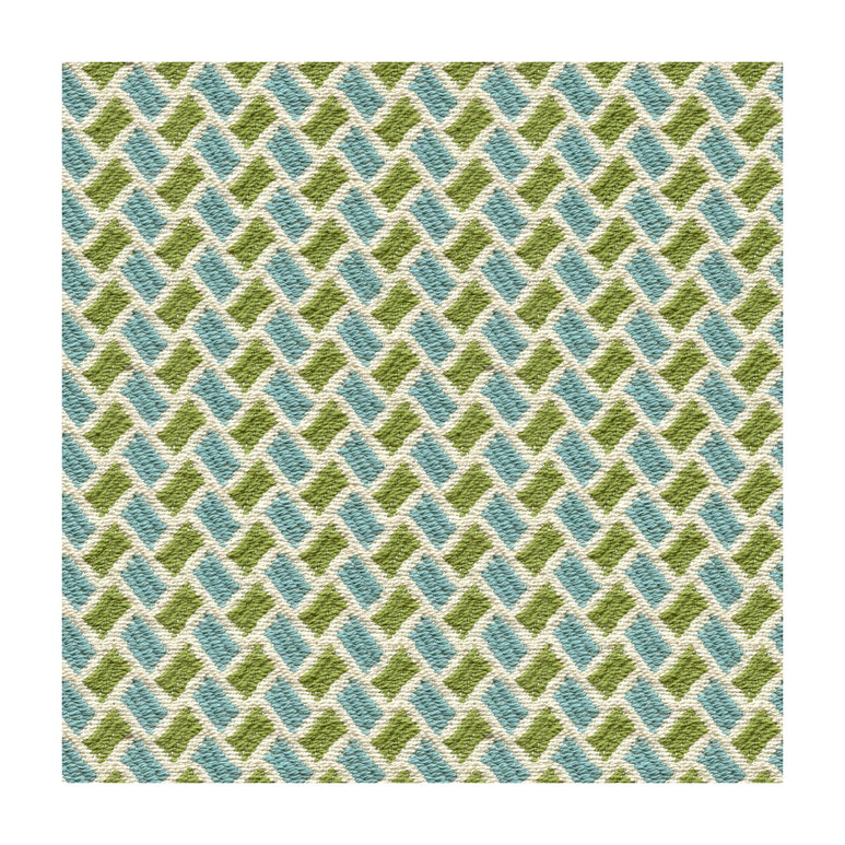 Brunschwig &amp; Fils New Briquetage Aqua/Lime Fabric