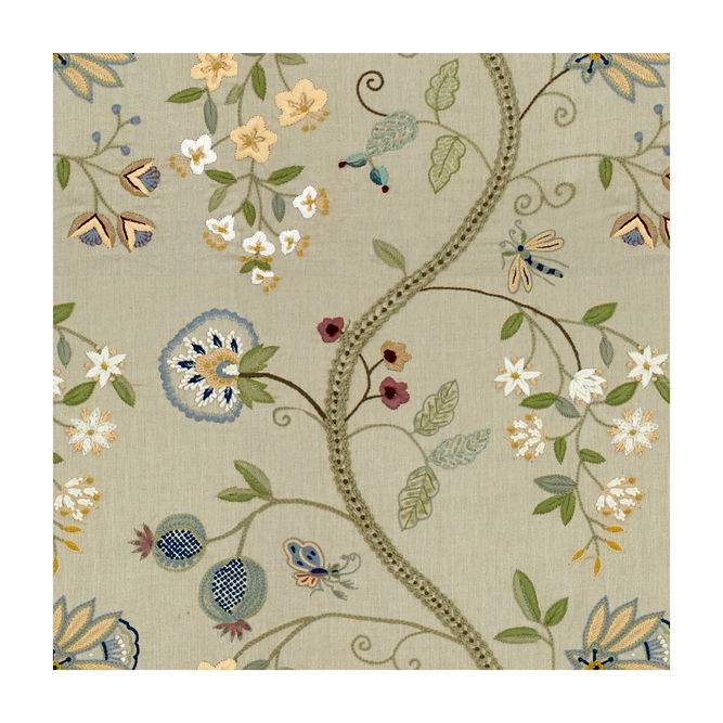 Brunschwig &amp; Fils Claudia Aqua/Gray Fabric