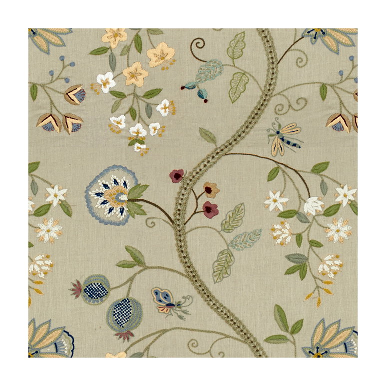 Brunschwig &amp; Fils Claudia Aqua/Gray Fabric