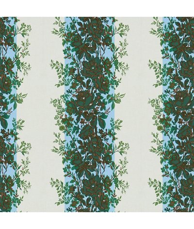 Brunschwig & Fils Rayure Fleurie Blue/Green Fabric