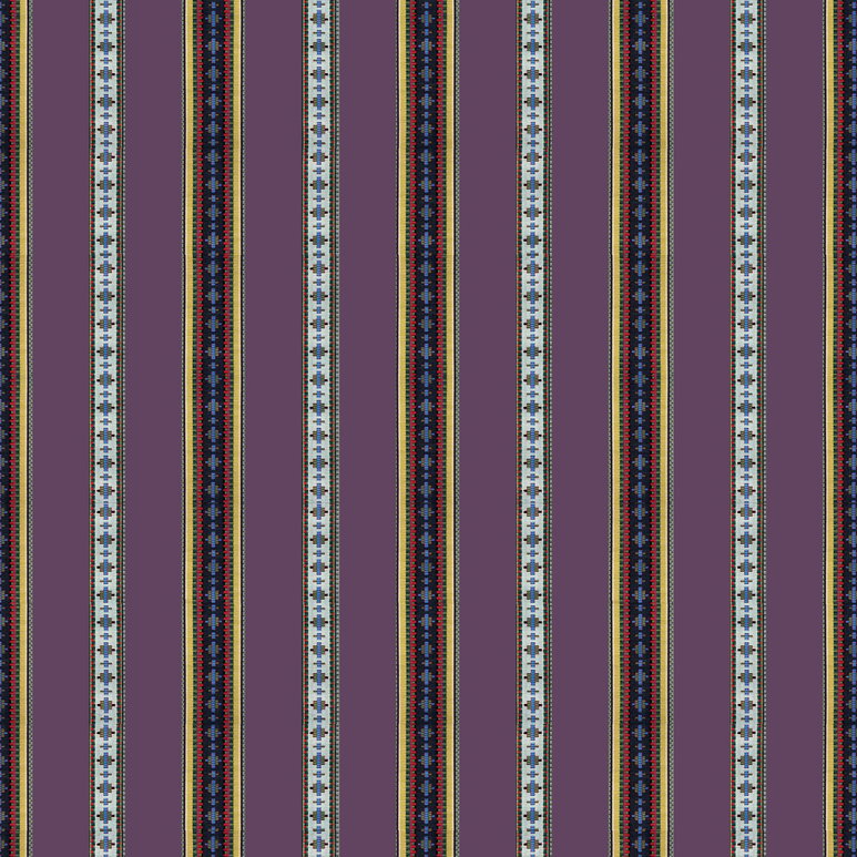 Brunschwig &amp; Fils Rayure Broderie Aubergine Fabric