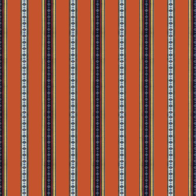 Brunschwig &amp; Fils Rayure Broderie Orange Fabric