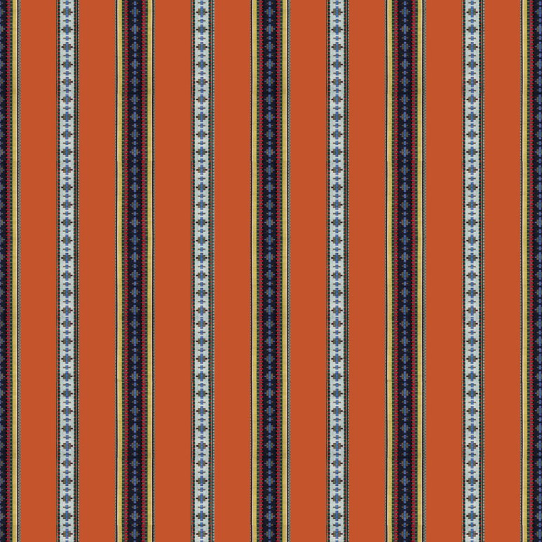 Brunschwig &amp; Fils Rayure Broderie Orange Fabric