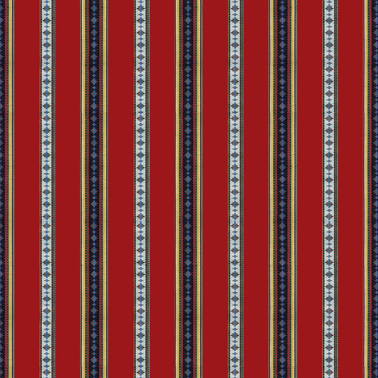 Brunschwig &amp; Fils Rayure Broderie Red Fabric