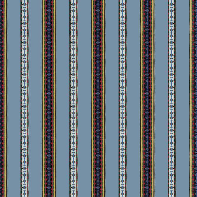 Brunschwig &amp; Fils Rayure Broderie Bleu Fabric