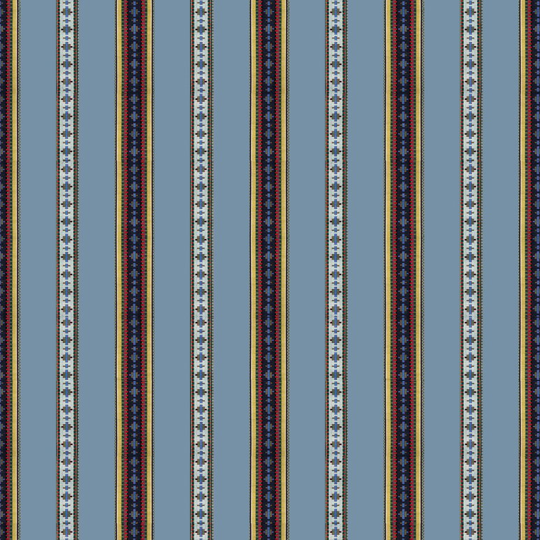 Brunschwig &amp; Fils Rayure Broderie Bleu Fabric