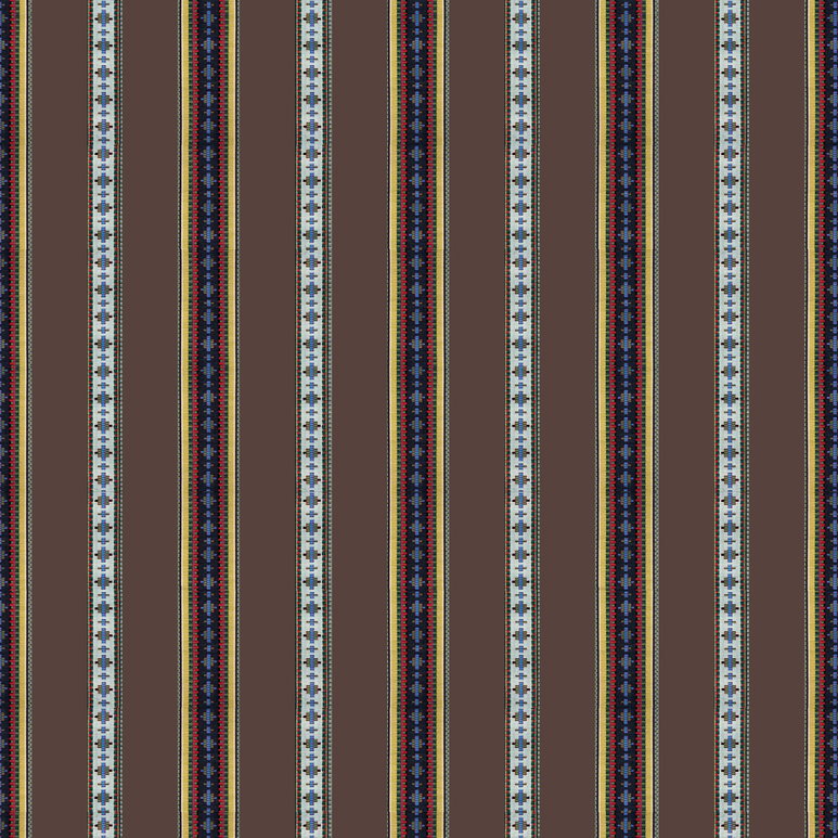 Brunschwig &amp; Fils Rayure Broderie Brun Fabric