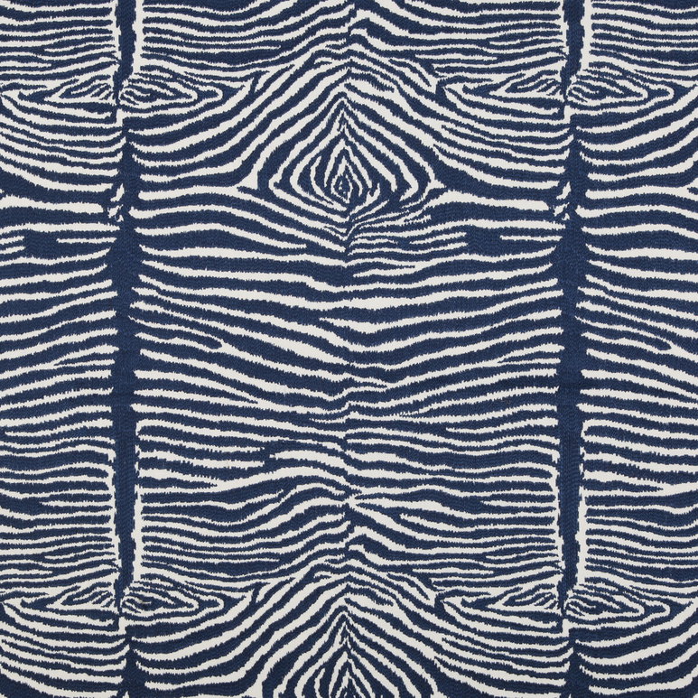 Brunschwig &amp; Fils Le Zebre Embroidery Navy Fabric
