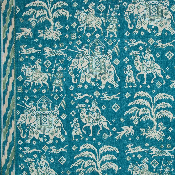 Brunschwig &amp; Fils Aralam Print Teal/Green Fabric