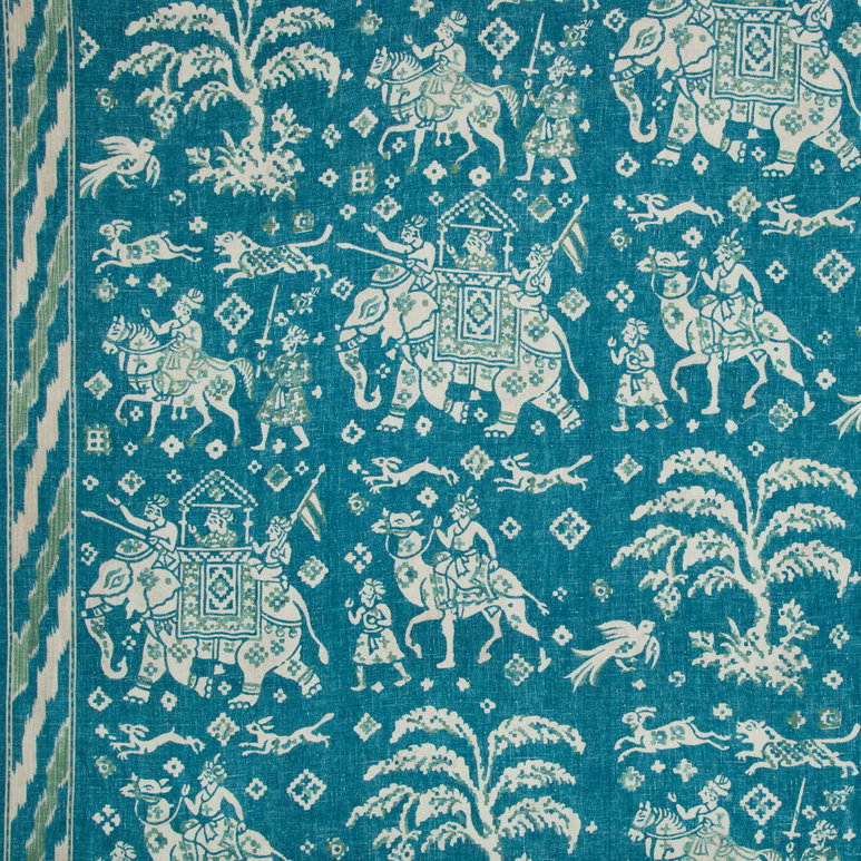 Brunschwig &amp; Fils Aralam Print Teal/Green Fabric