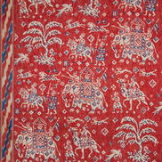 Brunschwig & Fils Aralam Print Flame/Cadet Fabric