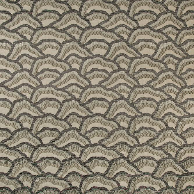 Brunschwig &amp; Fils Les Rizieres Embroidery Silver/Charcoal Fabric