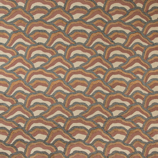 Brunschwig &amp; Fils Les Rizieres Embroidery Rust/Grey Fabric