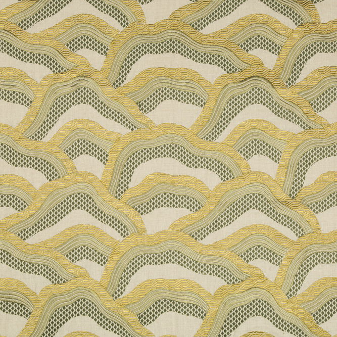 Brunschwig &amp; Fils Les Rizieres Embroidery Citron Fabric