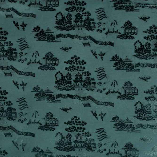 Brunschwig &amp; Fils La Pagode Velvet Teal Fabric