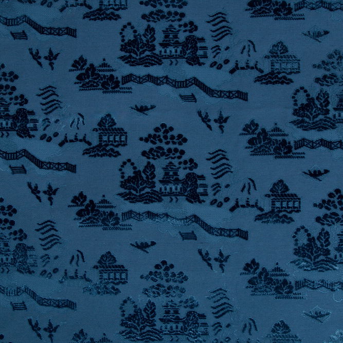 Brunschwig &amp; Fils La Pagode Velvet Navy Fabric