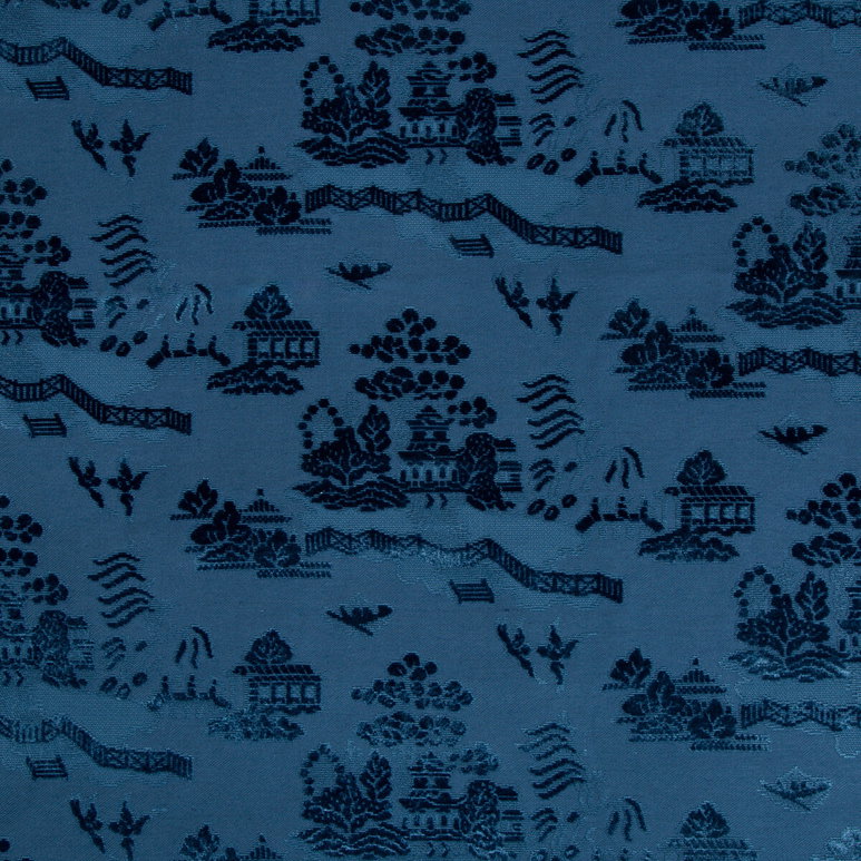 Brunschwig &amp; Fils La Pagode Velvet Navy Fabric