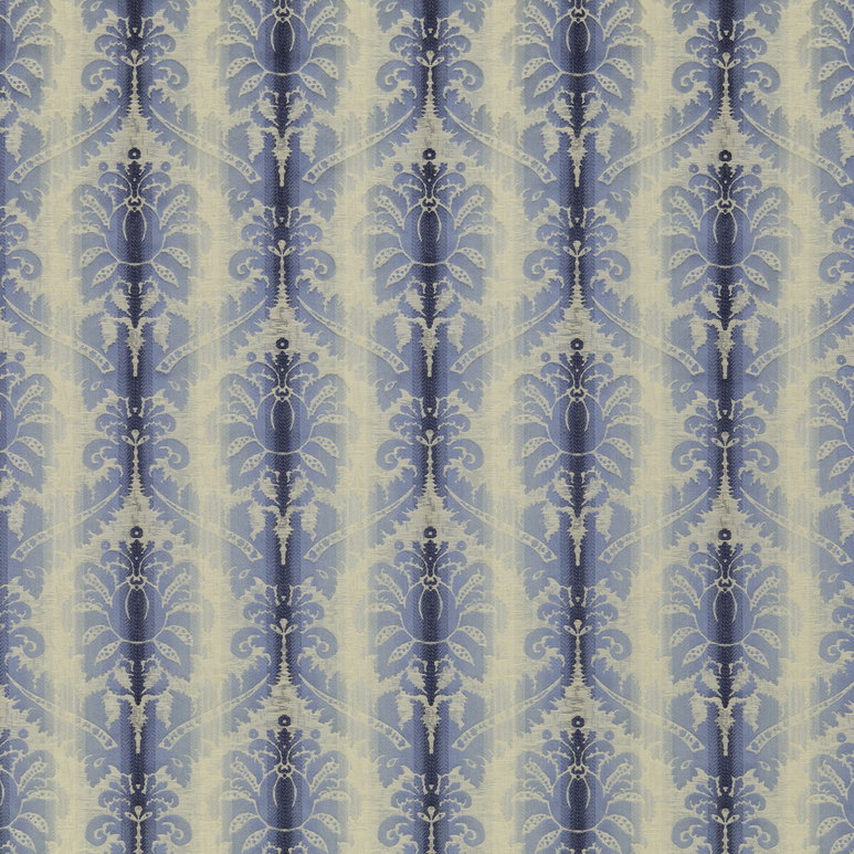 Brunschwig &amp; Fils Poivre Damask Indigo/Sky Fabric