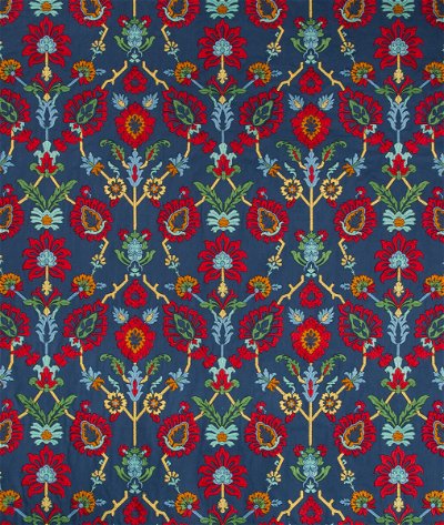 Brunschwig & Fils Solanum Embroidery Indigo/Red Fabric