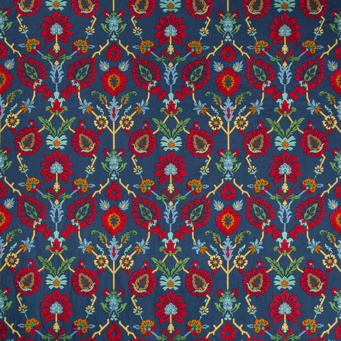 Brunschwig &amp; Fils Solanum Embroidery Indigo/Red Fabric