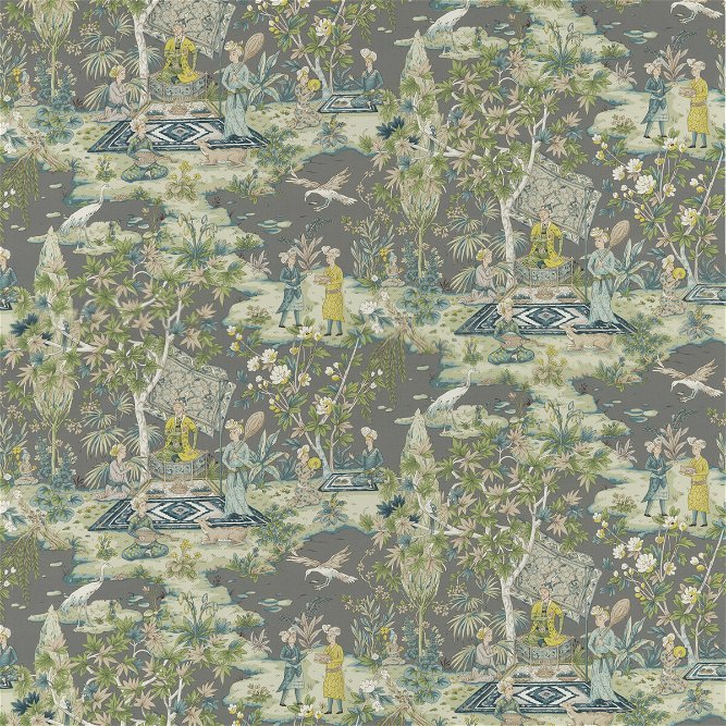 Brunschwig &amp; Fils Lodi Garden Print Grey Fabric