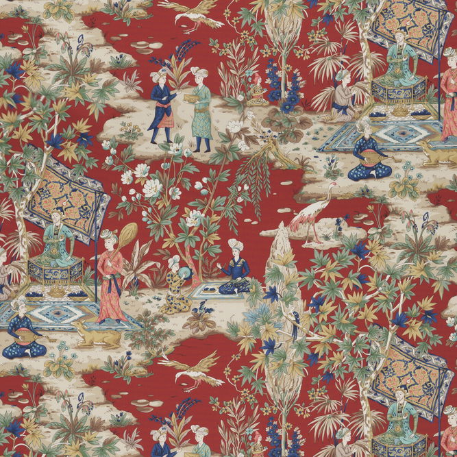 Brunschwig &amp; Fils Lodi Garden Print Red Fabric