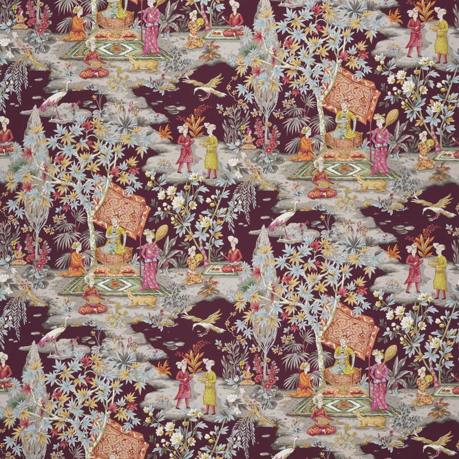 Brunschwig &amp; Fils Lodi Garden Print Plum Fabric