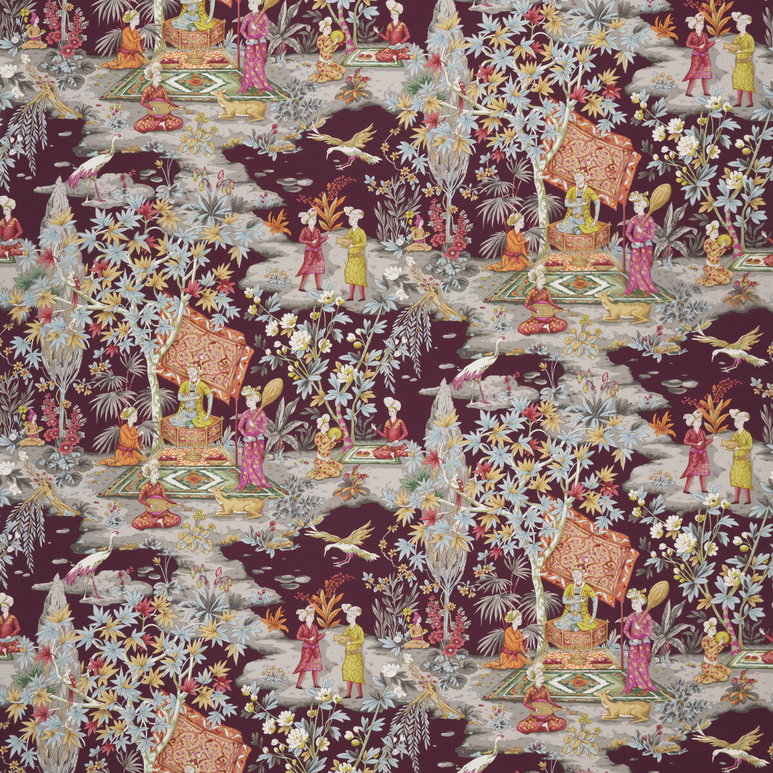 Brunschwig &amp; Fils Lodi Garden Print Plum Fabric