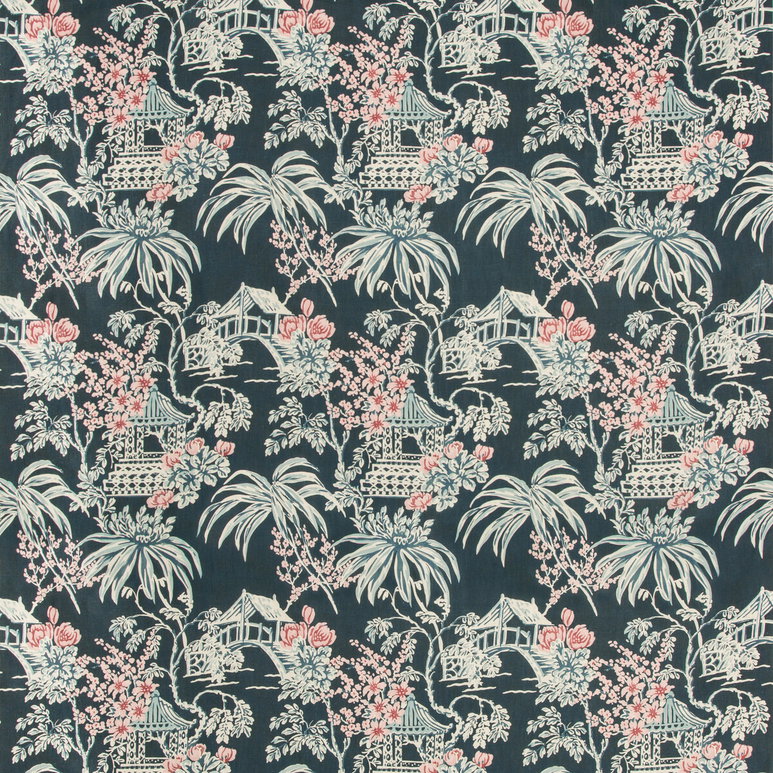 Brunschwig &amp; Fils Tongli Print Midnight Fabric