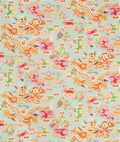 Brunschwig & Fils Ming Dragon Print Aqua Fabric