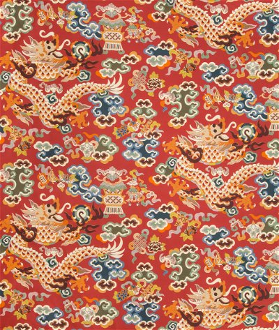Brunschwig & Fils Ming Dragon Print Claret Fabric