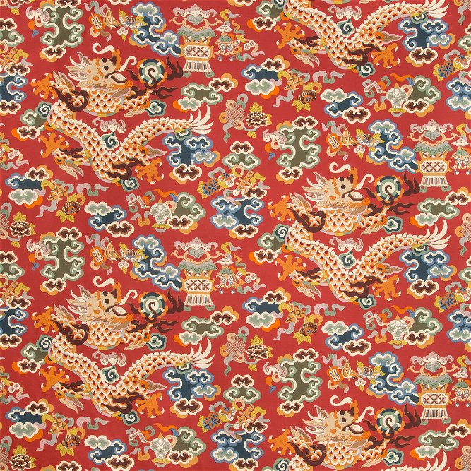 Brunschwig &amp; Fils Ming Dragon Print Claret Fabric
