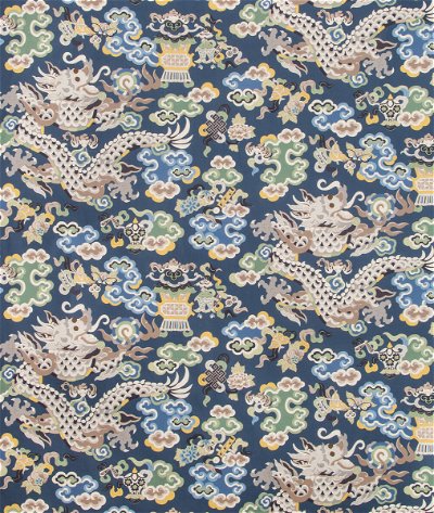 Brunschwig & Fils Ming Dragon Print Lapis Fabric