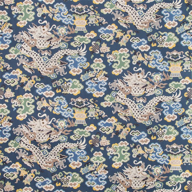 Brunschwig &amp; Fils Ming Dragon Print Lapis Fabric