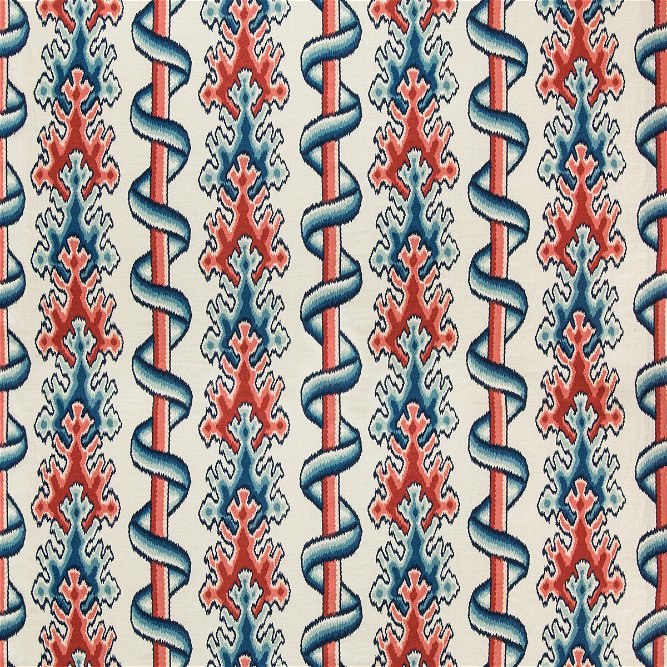 Brunschwig &amp; Fils Montguyon Print Blue/Red Fabric