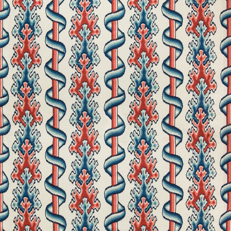 Brunschwig &amp; Fils Montguyon Print Blue/Red Fabric