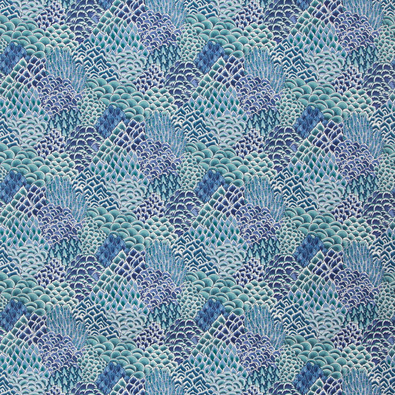Brunschwig &amp; Fils Katibi Print Turquoise Fabric