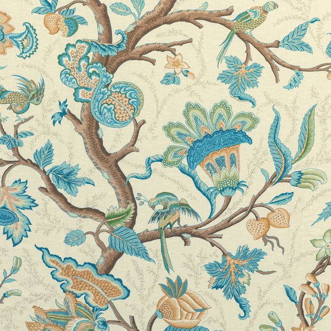 Brunschwig &amp; Fils Louverne Print Aqua Fabric